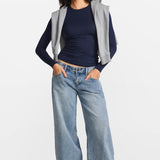 Modal Ribbed Long Sleeve Crew Neck T-Shirt Twilight Gray