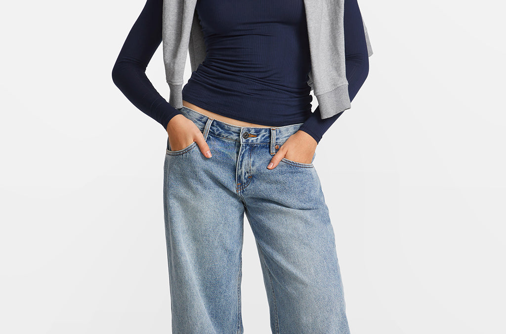 Modal Ribbed Long Sleeve Crew Neck T-Shirt Twilight Gray