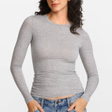 Modal Ribbed Long Sleeve Crew Neck T-Shirt Moon Heather Grey