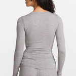 Modal Ribbed Long Sleeve Crew Neck T-Shirt Moon Heather Grey