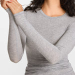 Modal Ribbed Long Sleeve Crew Neck T-Shirt Moon Heather Grey