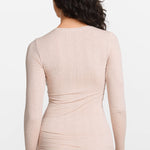 Modal Ribbed Long Sleeve Crew Neck T-Shirt White