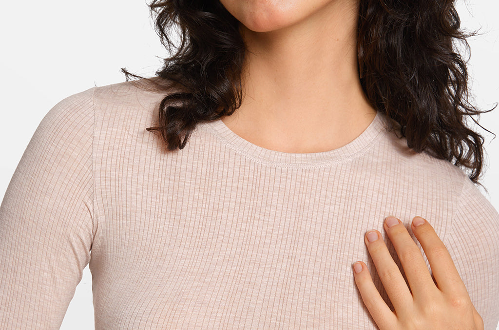 Modal Ribbed Long Sleeve Crew Neck T-Shirt White