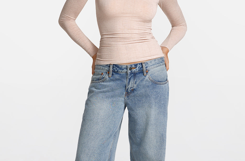 Modal Ribbed Long Sleeve Crew Neck T-Shirt White