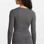 Modal Ribbed Long Sleeve Crew Neck T-Shirt Black