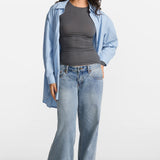 Modal Ribbed Long Sleeve Crew Neck T-Shirt Twilight Gray