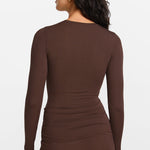 Modal Ribbed Long Sleeve Crew Neck T-Shirt Deep Ocean Blue