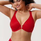 Women's Plunge Racerback Front Closure Bra Lipstick Red