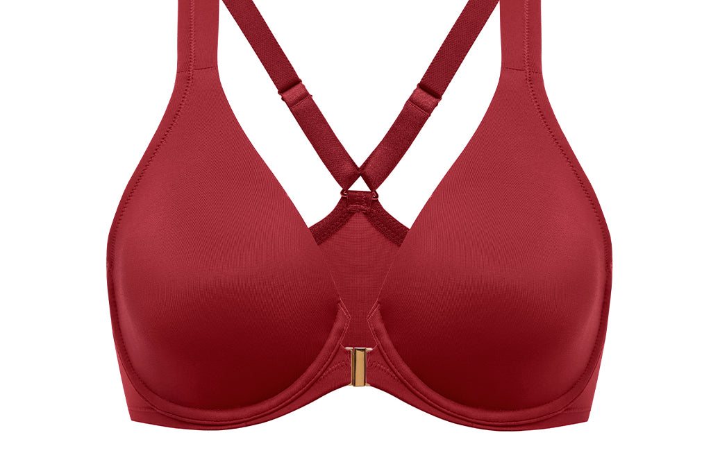 Women's Plunge Racerback Front Closure Bra Lipstick Red