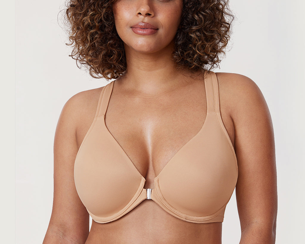 Women's Plunge Racerback Front Closure Bra Beige
