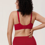 Women's Beauty Lace Bra - Unlined & Underwire Dark Red