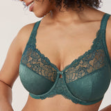 Women's Beauty Lace Bra - Unlined & Underwire Midnight Emerald