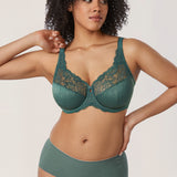 Women's Beauty Lace Bra - Unlined & Underwire Midnight Emerald