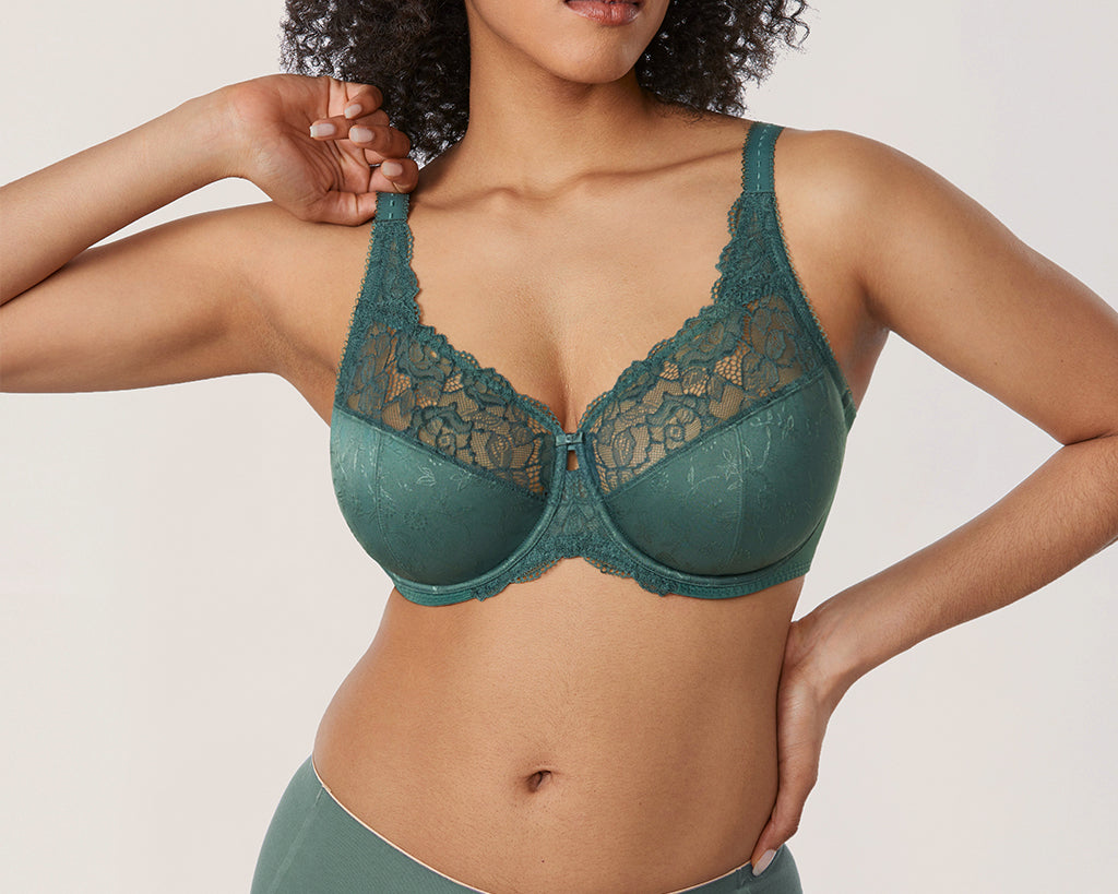 Women's Beauty Lace Bra - Unlined & Underwire Midnight Emerald