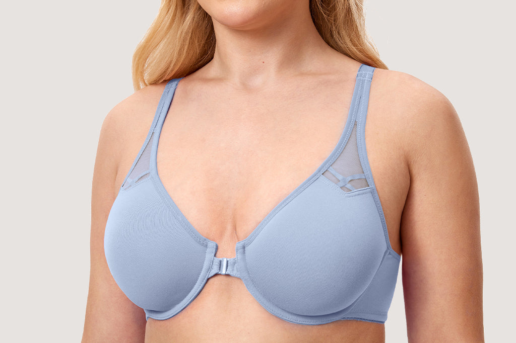 Women's Front Closure Unlined Bra - Underwire Moonlight Blue