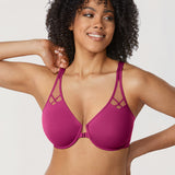 Women's Front Closure Unlined Bra - Underwire Magenta Purple