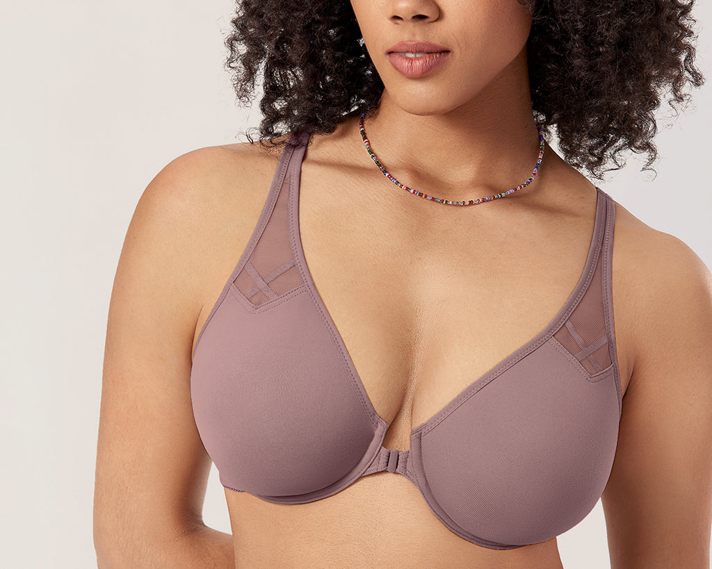 Women's Front Closure Unlined Bra - Underwire Gentle Rose