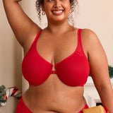 Women's Front Closure Unlined Bra - Underwire Lipstick Red