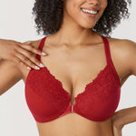 Women's Lace Front Closure Bra Dark Red