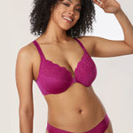 Women's Lace Front Closure Bra Magenta Purple