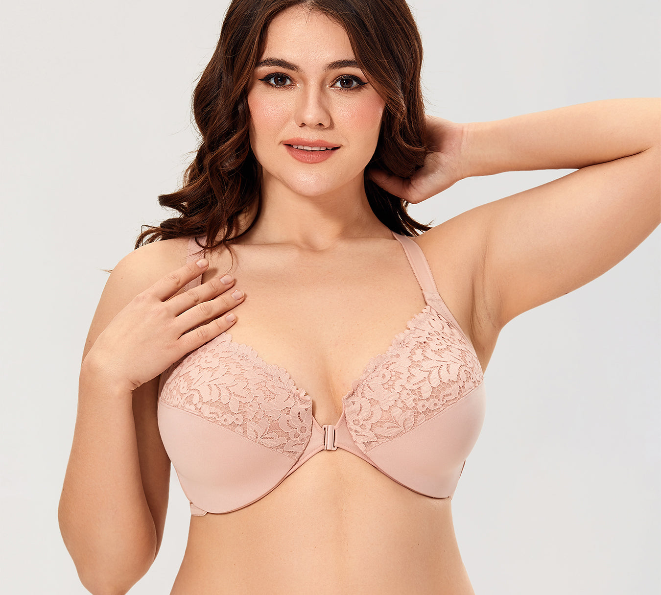 Women's Lace Front Closure Bra Rose Smoked