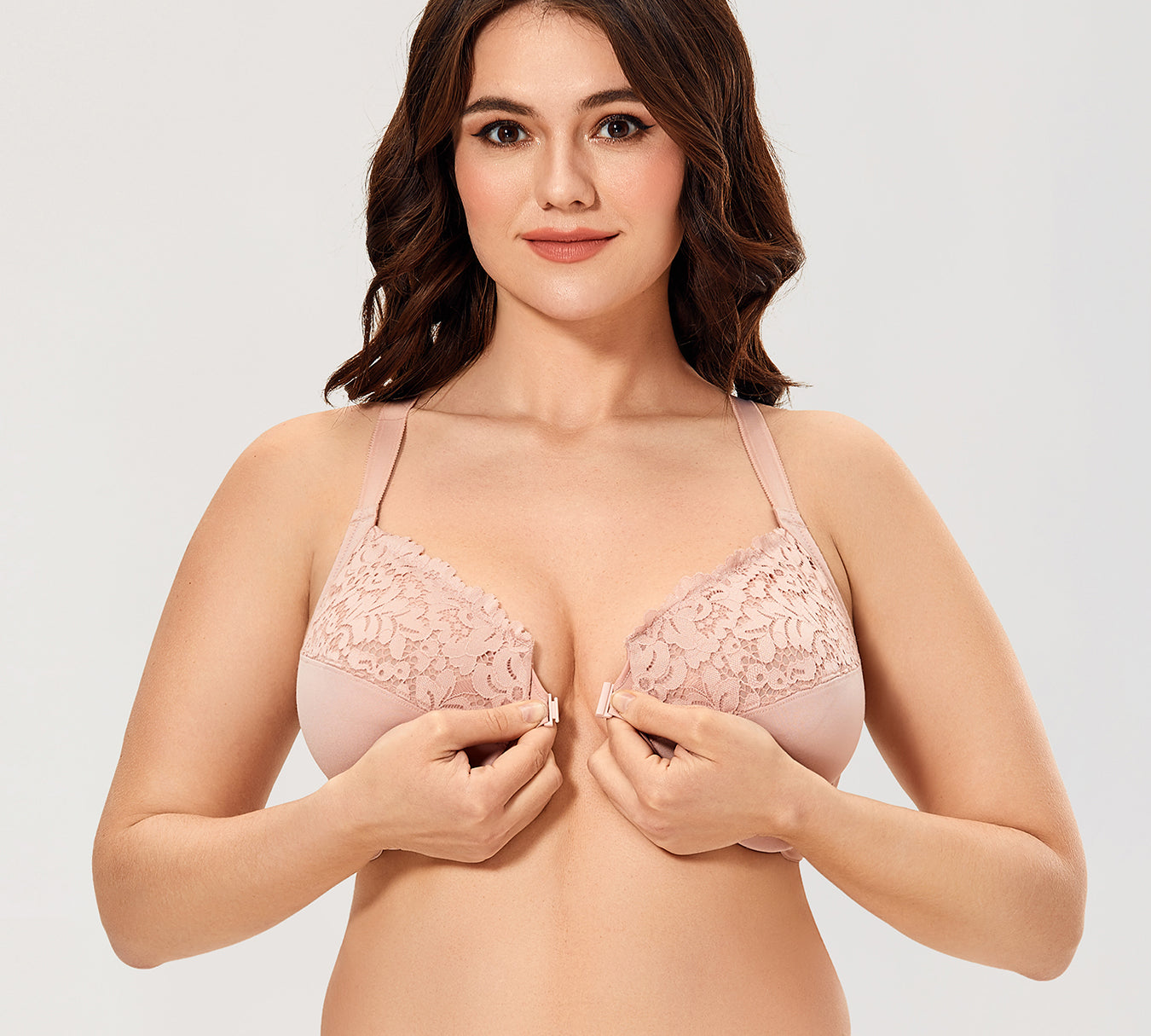 Women's Lace Front Closure Bra Rose Smoked