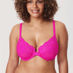 Women's Vintage Lace Front Closure Bra Glitter Pink