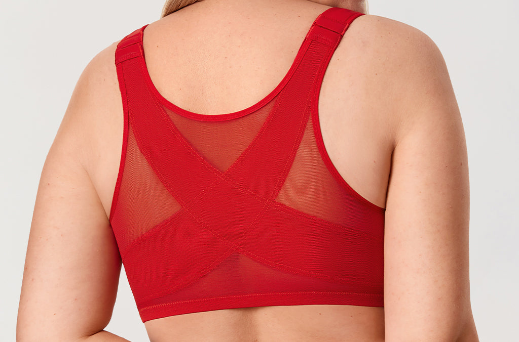 Women's Plunge Back Posture Bra Lipstick Red