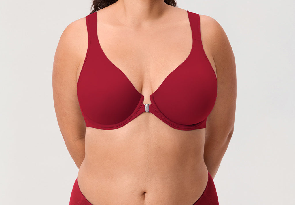 Women's Plunge Back Posture Bra Dark Red @model_info:ES4