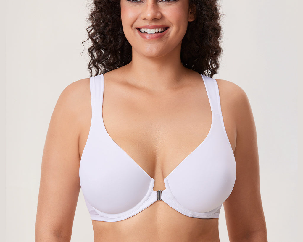 Women's Plunge Back Posture Bra White