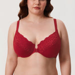 Women's Lace Front Closure Posture Bra Dark Red
