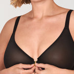 Women's Sheer Mesh Front Closure Posture Bra Black