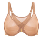 Women's Sheer Mesh Front Closure Posture Bra Barely Buff