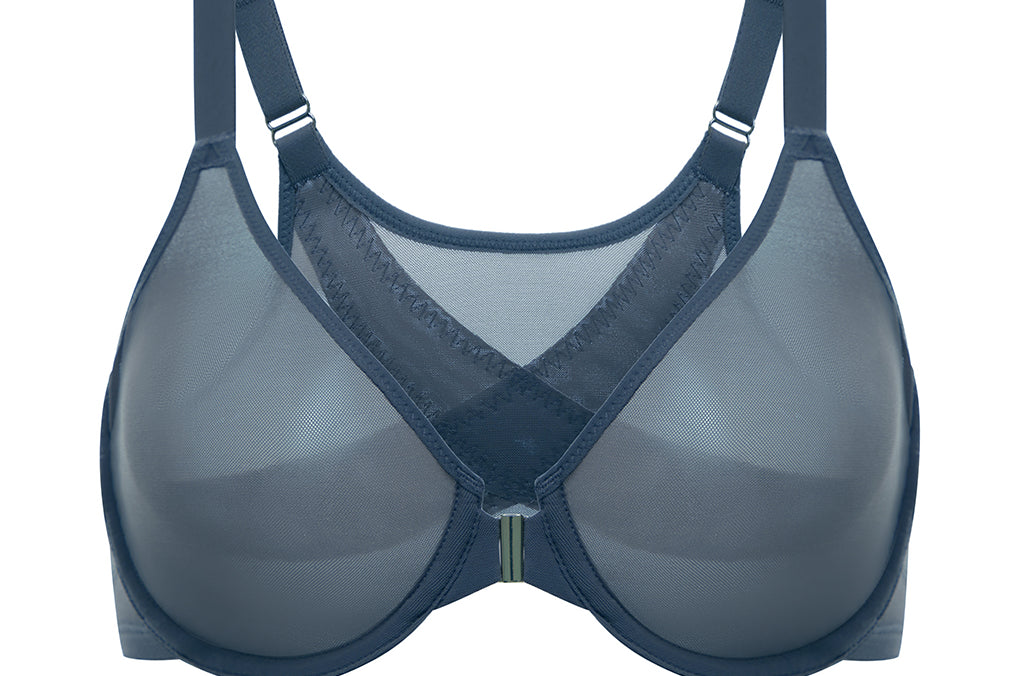 Women's Sheer Mesh Front Closure Posture Bra Sargasso
